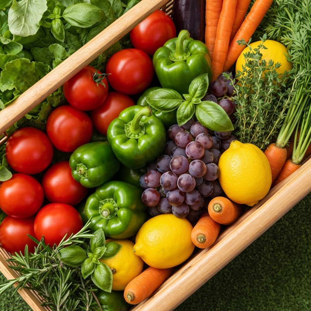 Einkaufskorb mit verschiedenen Produkten